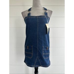 Love Trends Dark Wash Denim Pinafore Dress Sz S NWT